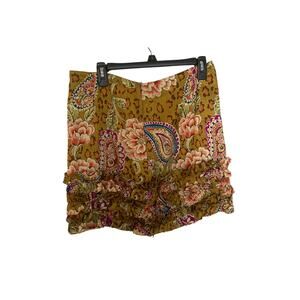 Custom Handmade Paisley Cheetah Leopard Party Ruffled Hem Mini Skirt NWOT